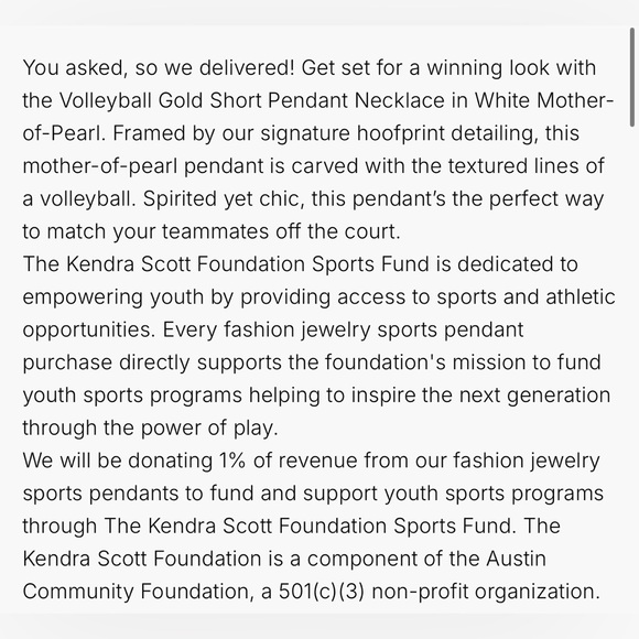 NWT Kendra Scott Volleyball Gold Pendant Necklace in White Mother-of-Pearl - Picture 5 of 6